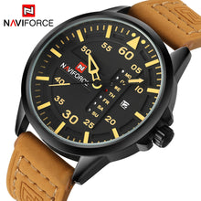 Load image into Gallery viewer, NAVIFORCE Luxury Brand Men Army Military Watches Men's Quartz Date Clock Man Leather Strap Sports Wrist Watch Relogio Masculino