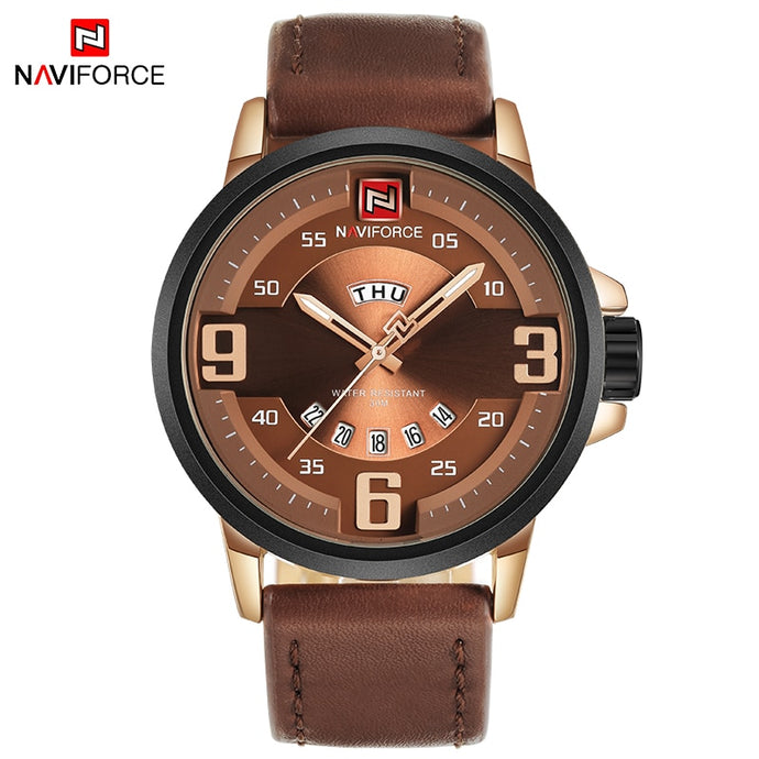 NAVIFORCE TOP Luxury Brand Men Sports Watches Men's Quartz Date Clock Male Leather Army Military Wrist Watch Relogio Masculino