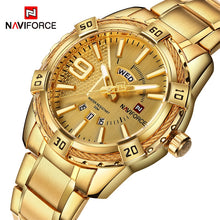Load image into Gallery viewer, New Fashion Luxury Brand NAVIFORCE Men Gold Watches Men's Waterproof Stainless Steel Quartz Watch Male Clock Relogio Masculino