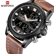 Load image into Gallery viewer, Top Brand Mens Sport Watches NAVIFORCE Men Quartz Analog LED Clock Man Leather Military Waterproof Wrist Watch Relogio Masculino